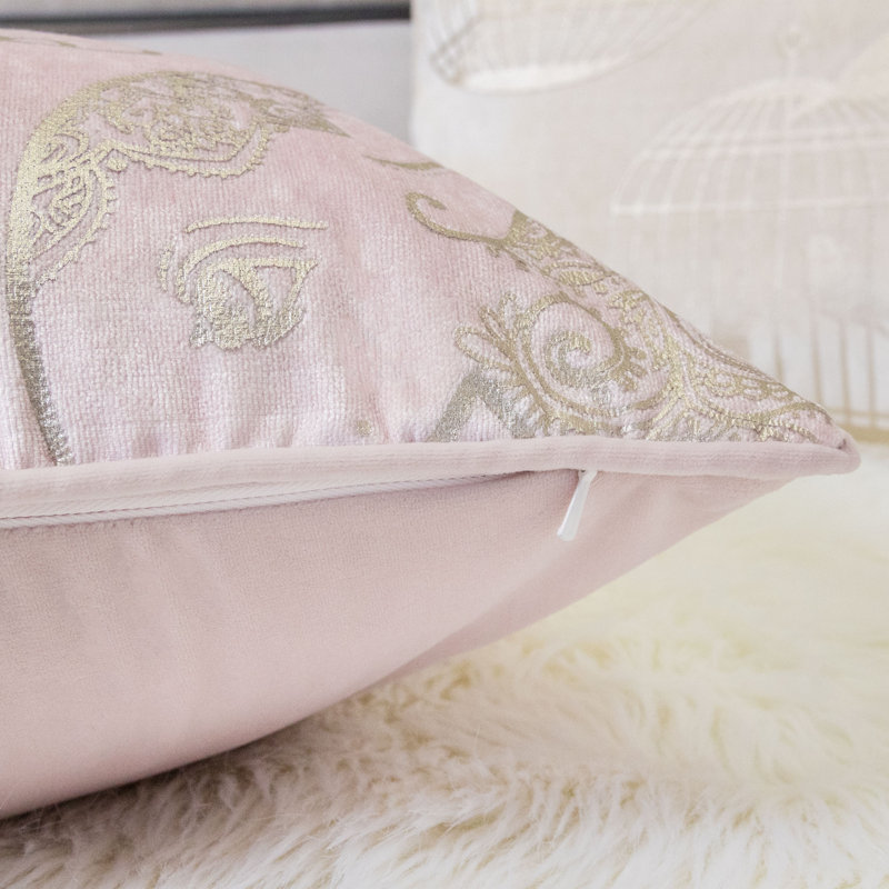  Elephant Velvet Throw Pillow, Blush