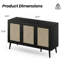 Buffet avec 3 portes en rotin et console de rangement moderne-1231077657