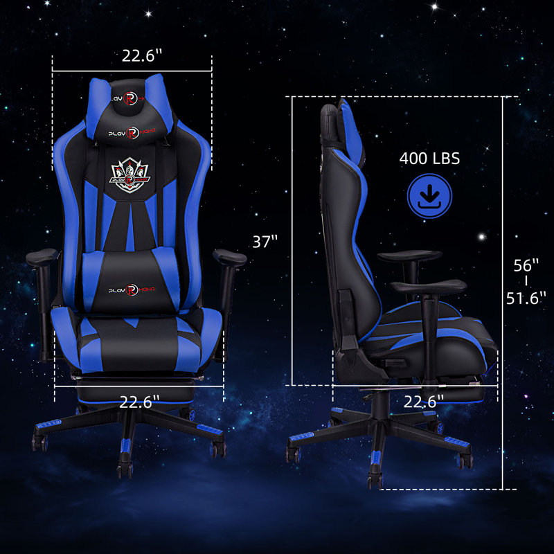Fauteuil de jeu et de course Divger, Bleu / noir
