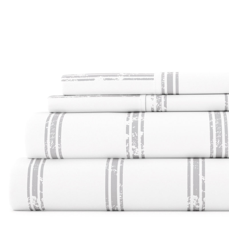 Twin Gray Chevron Deep Pocket Microfiber Sheet Set