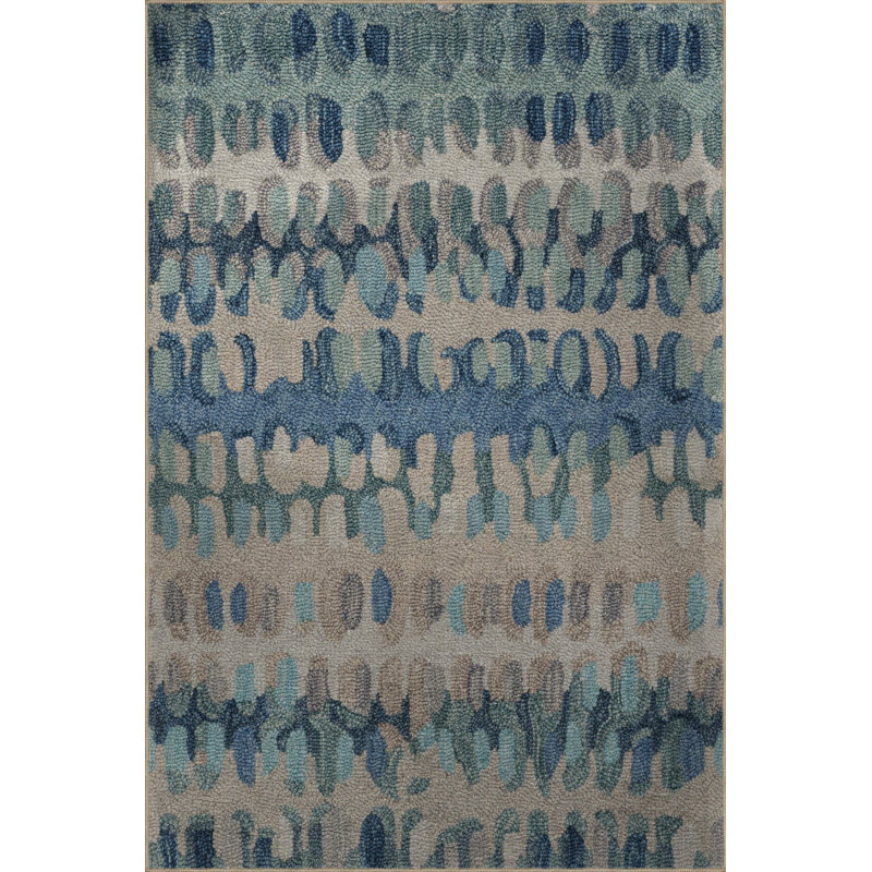 Tapis décoratif moderne à motif abstrait bleu et vert, Rectangle 4 pi x 8 pi 3 po