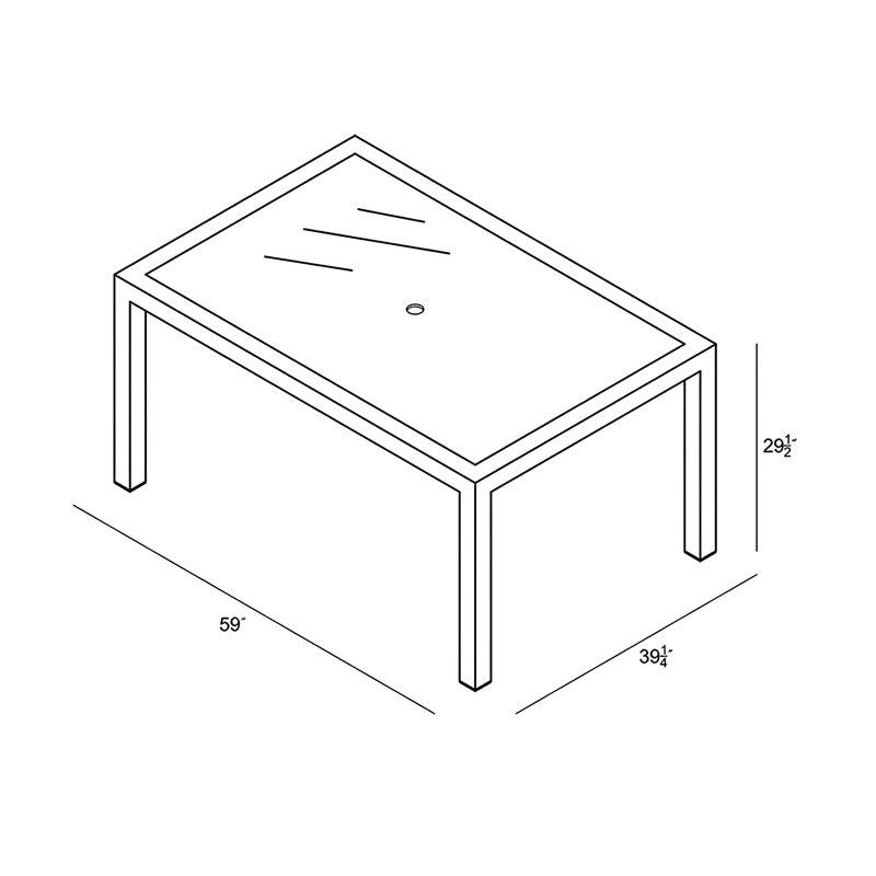 District Outdoor Dining Table, 29.5" H x 59" W x 39.25" D