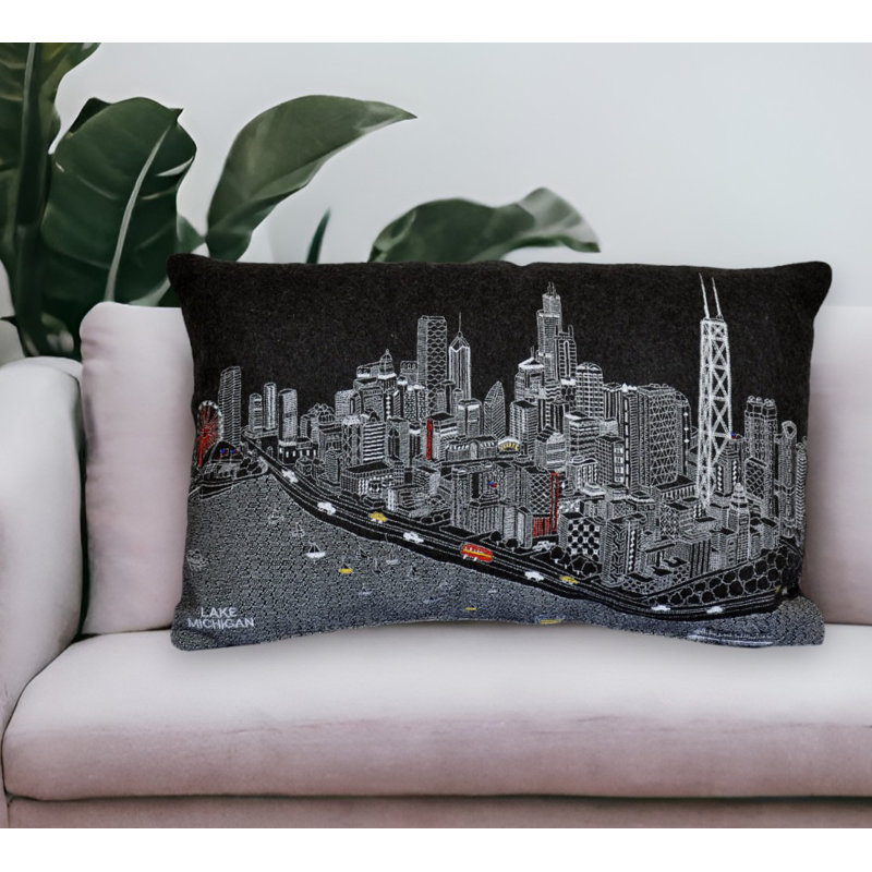 Coussin lombaire 14 "x 35" London, Gris, 14 po x 24 po, London Daylight
