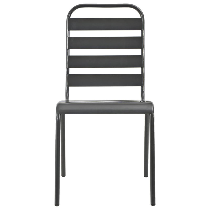 Perseus Stacking Patio Dining Side Chair, Gray, 2