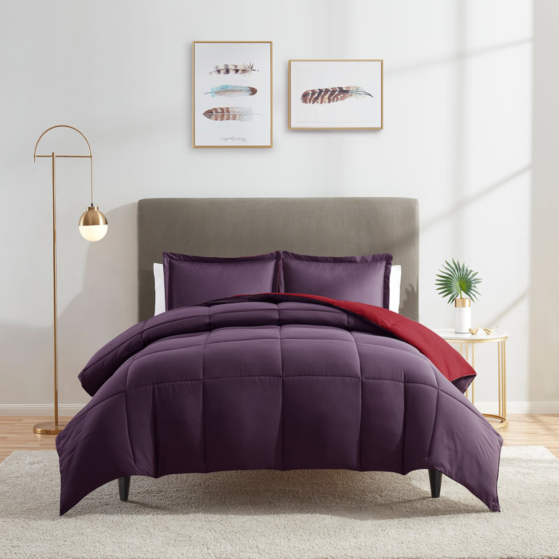 Ensemble d'édredon réversible toutes saisons en duvet synthétique, Édredon pour lit simple + 1 taie décorative stan