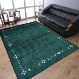 TAPIS DE SIEGE ÉCOLOGIQUE EN Soie nouée à la main Auguust - couleur vert foncé, design contemporain