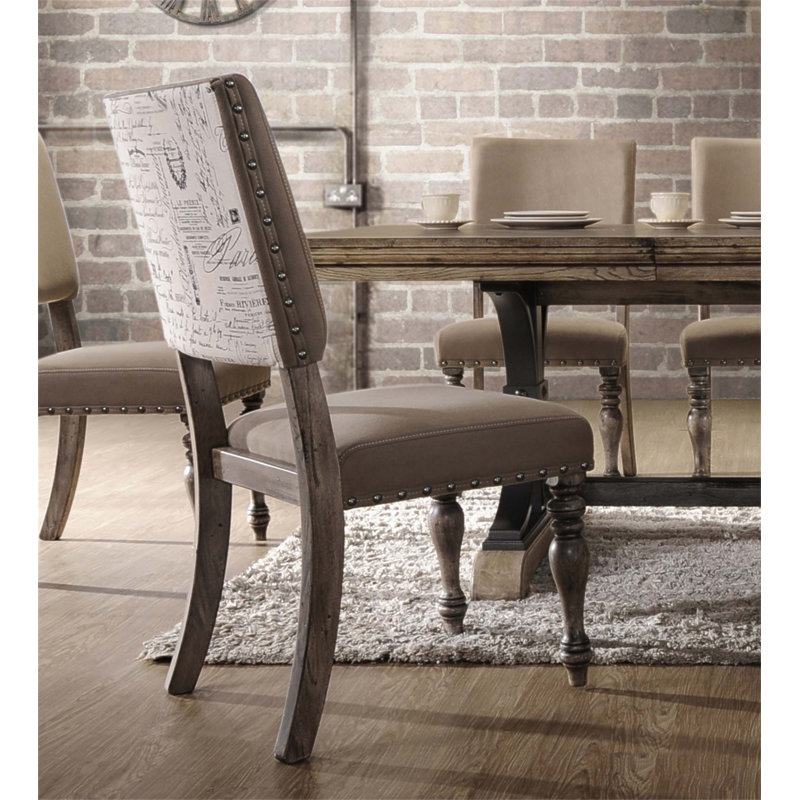 Chaise de salle à manger à motif de bois flotté avec garniture cloutée Birmingham