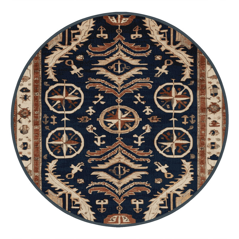Tapis turc gris lavable à la machine, Rond 7 pi