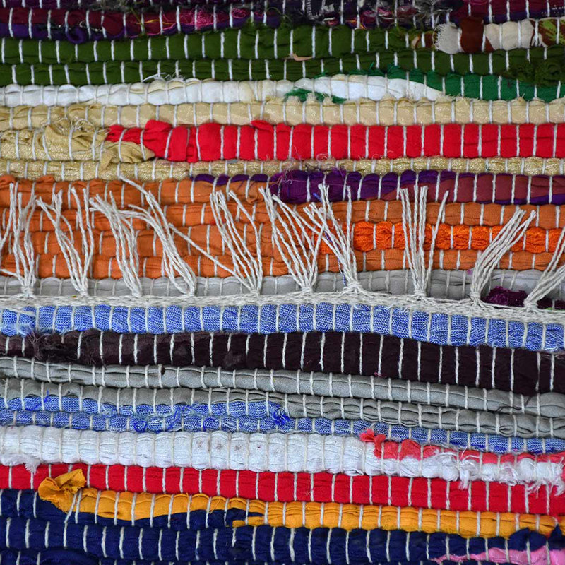 Tapis d'intérieur contemporain en coton multicolore tissé à la main à plat Kilim