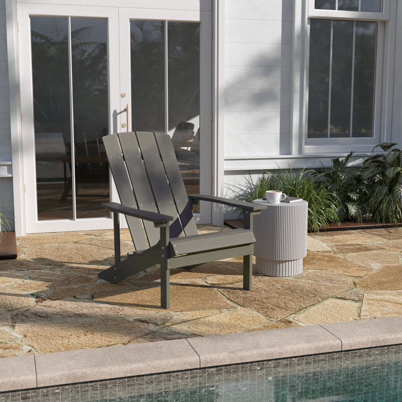 Bayfield All-Weather Poly Resin Wood Adirondack Chair, Gray