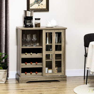Armoire à café, buffet de 36 po avec porte coulissante, armoire à vin avec rangement