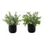 Ensemble de 2 brins d'eucalyptus artificiels de 28 cm (11 pouces), fausse verdure d'intérieur en pots noirs