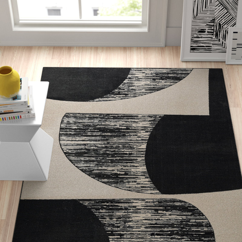 Tapis noir / ivoire Chanella, Rectangle 5 pi 3 po x 7 pi 6 po