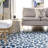 Modern Leopard Print Performance Blue/White Rug-1179647989