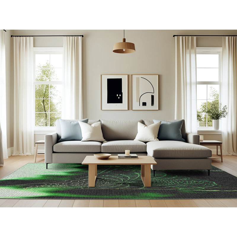 Tapis de zone verte à motif, Rectangle 6 pi x 9 pi