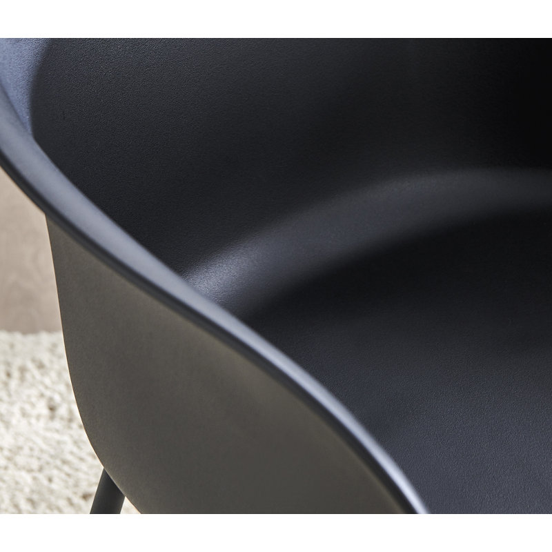 Silana Moulded Plastic Dining Chair - Elegant and Minimalist Bat Chair Design, Black, Black
