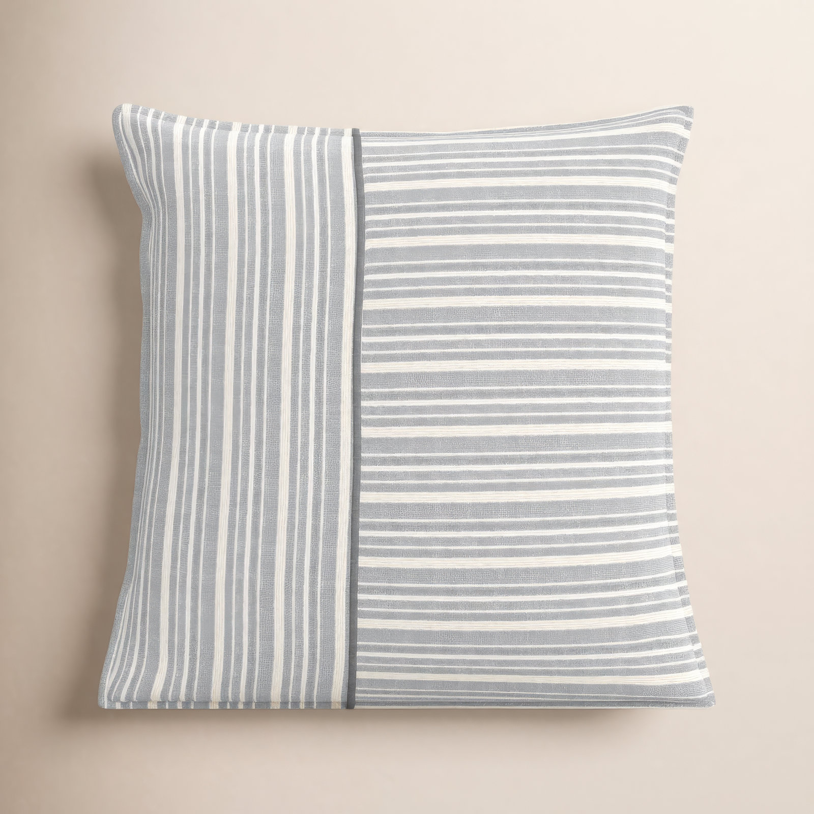 Berthe Striped Cotton Throw Pillow, Gray