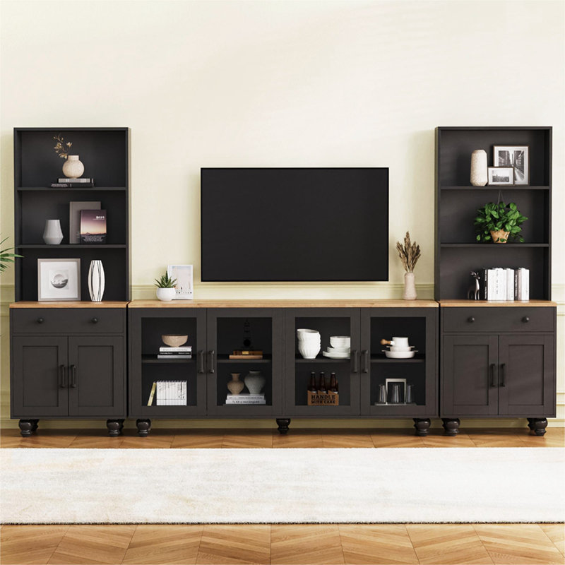 Console multimédia avec pieds en forme de gourde, Noir