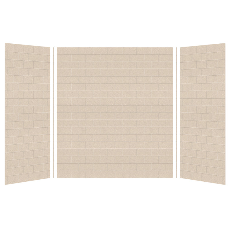 Saramar Three Panel Shower Wall, Cashew, 60" H x 60" W x 36" D