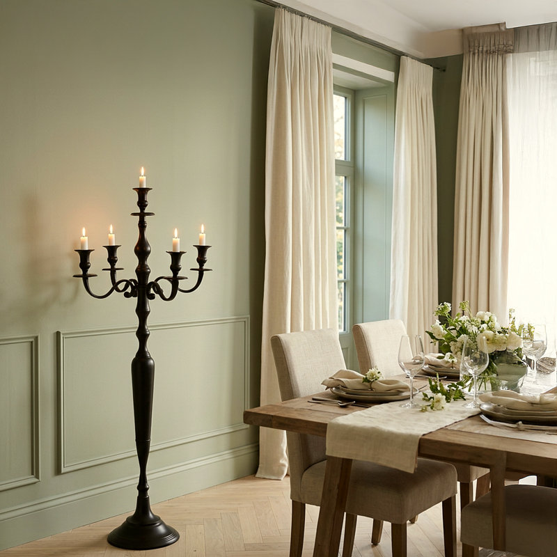 Candélabre de plancher à 5 bougies en métal 41,25 po Hamptons