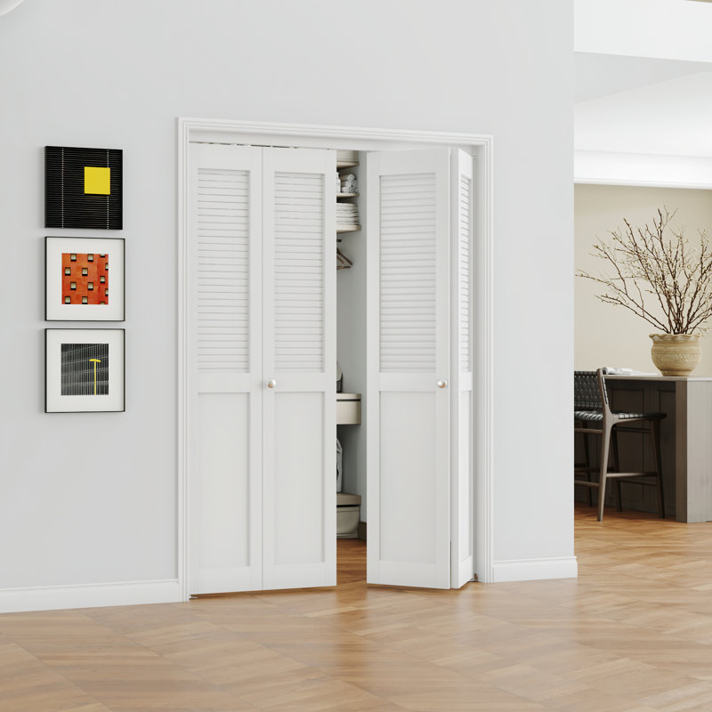 Porte pliante à persiennes - Conception moderne avec quincaillerie, poignée de porte et serrure, 48 po x 80 po