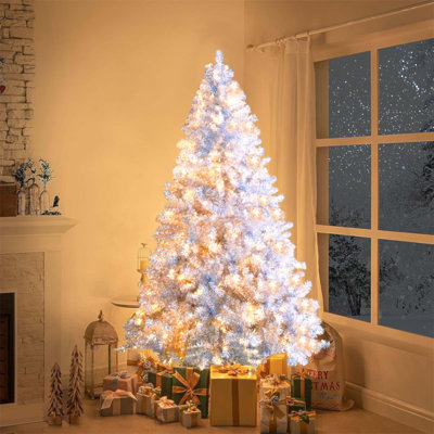 6FT Pre-Lit Artificial Christmas Tree with 800 Branch Tips, 300 LED Lights, 11 Lighting Modes, and Metal Stand for Indoor and Outdoor Use
