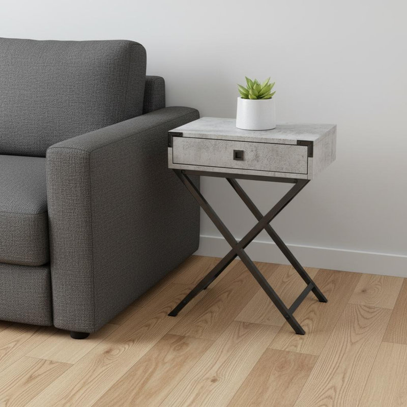 Table de bout en bois noir et gris avec tiroir Gracie Mills