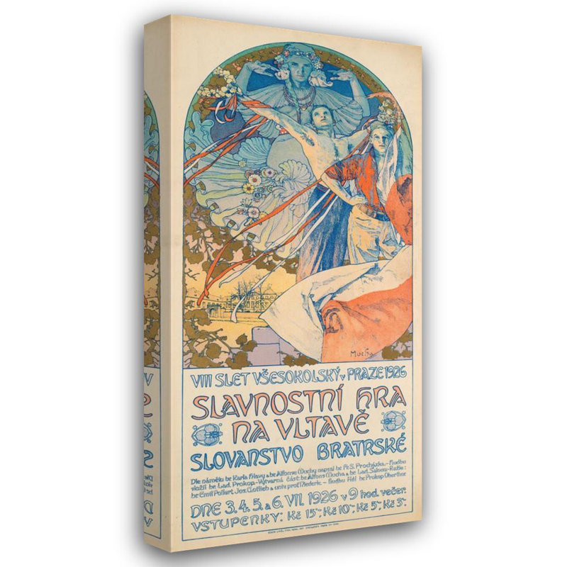 "Affiche pour le Festival Sokol à Prague" par Alphonse Mucha - Art mural sur toile tendue avec châssis, H 48 po x l 33 po