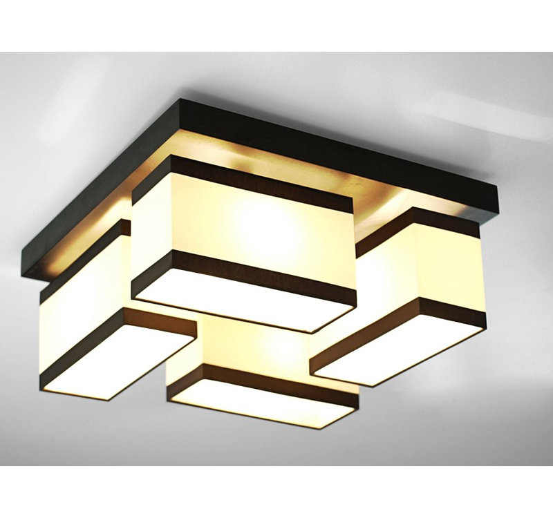 Judkins Flush Mount, White/Brown stripes, Wenge