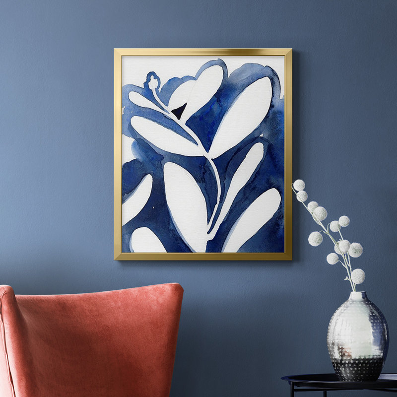 Bleu Eucalyptus I, toile encadrée de qualité supérieure - prête à être accrochée, H 24 po x l 20 po, Or