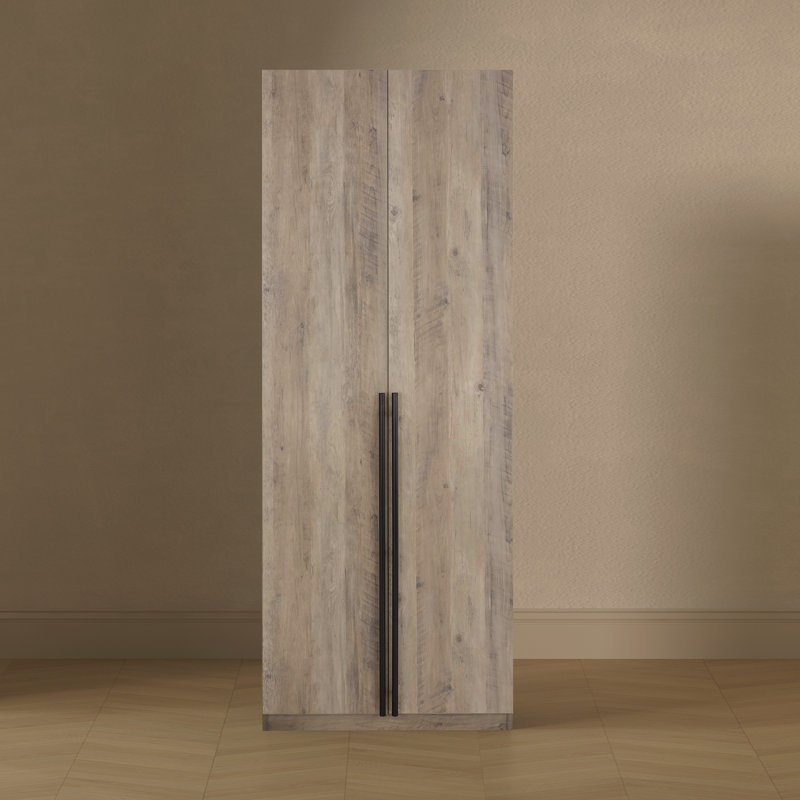 Armoire-penderie autoportante avec tiroirs et tablettes réglables Lee, Gris rustique