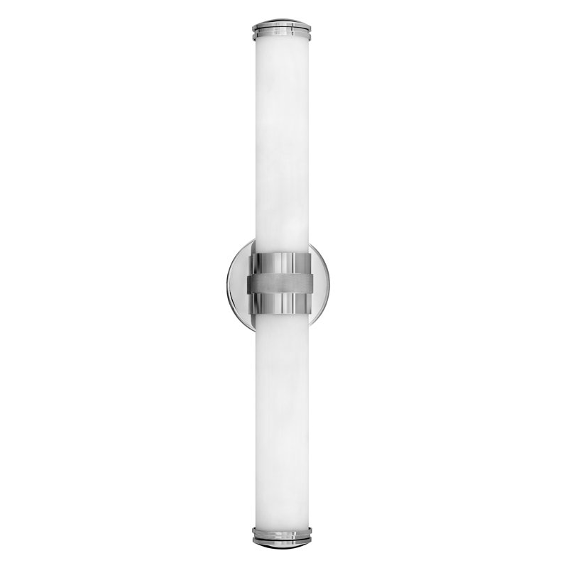 Chrome LED Cylinder Outdoor Wall Sconce with Etched Glass
