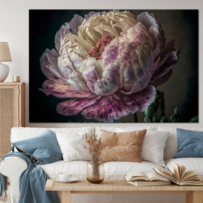 Art floral sur toile, pivoine florale rose et blanche II