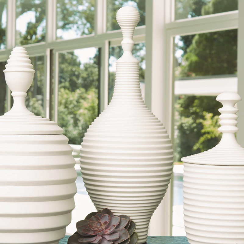 Orion 20.5" Ceramic Jar, White