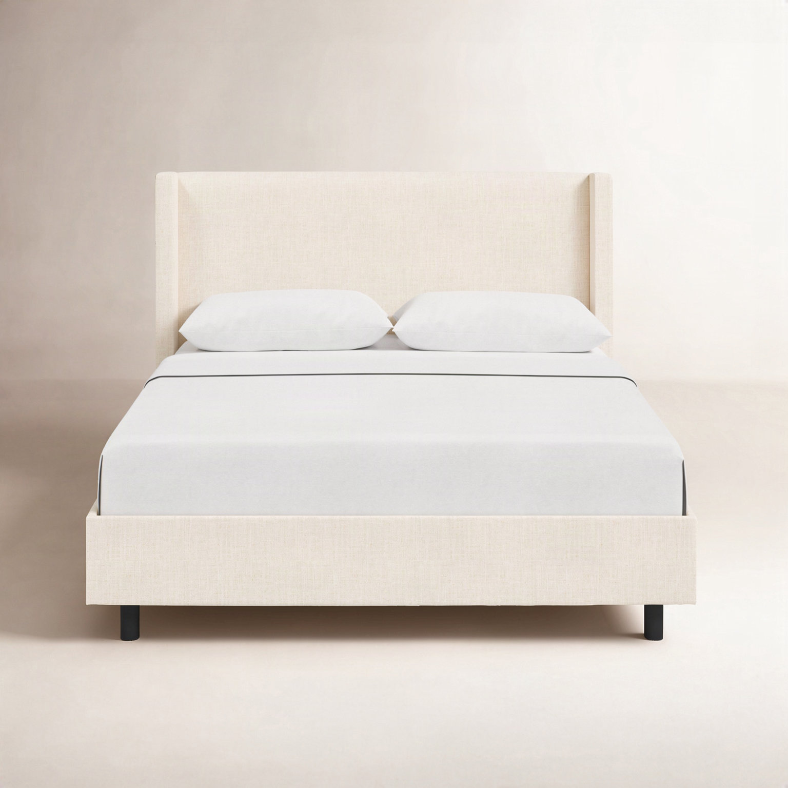 Hanson Upholstered Wingback Platform Bed, Classic Talc Linen, California King