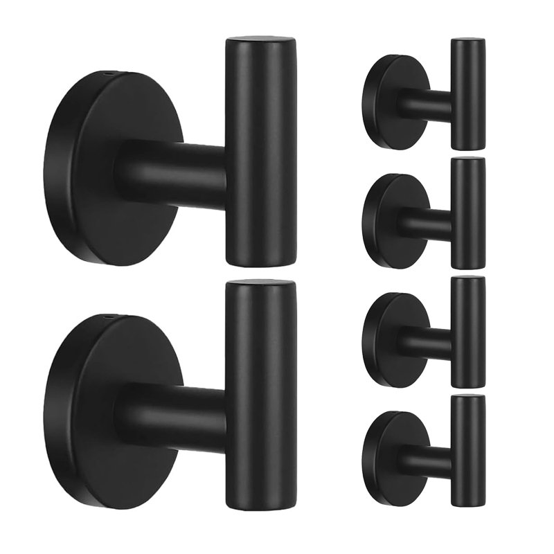 Wall Mount Towel Hook（6 Pieces）, Matte Black