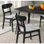 1 table, 4 chaises, ensemble de salle à manger et de chaises de style moderne Mid-Century 5 pièces, structure en bois d'hévéa et chaises rembourrées, noir et gris clair, pratique et magnifique.