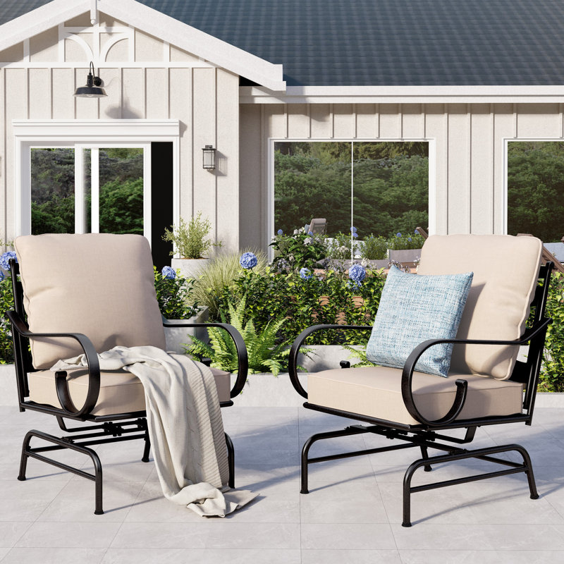 Carli Rocking Patio Lounge Chairs with Cushions