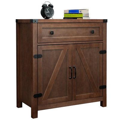 Veronda Storage Cabinet with Large Drawer and Doors, Solid Poplar Hardwood Structure Sideboard by Gracie Oaks