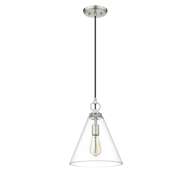 Luminaire suspendu 1 lumière Pays de Galles, H 124 po x l 11,5 po x P 11,5 po, Nickel brossé