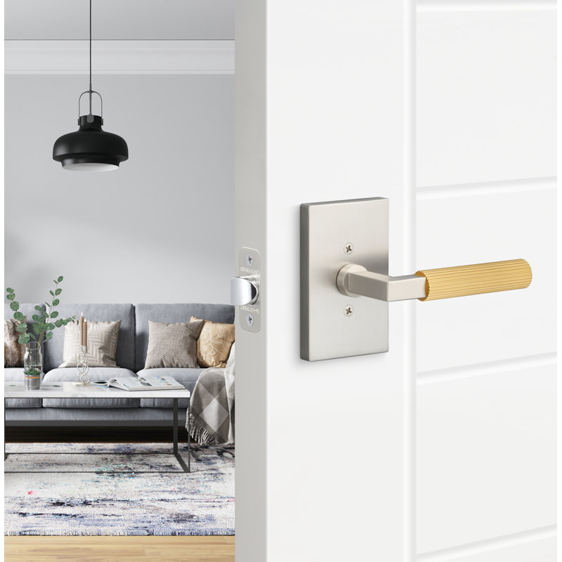 Levanto Passage Rosette, Straight Knurled Grip, Matte Black/Satin Nickel