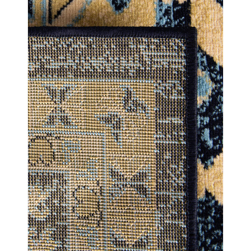 Tapis bleu marine Eesi Southwestern, Tapis de couloir 2 pi 7 po x 10 pi