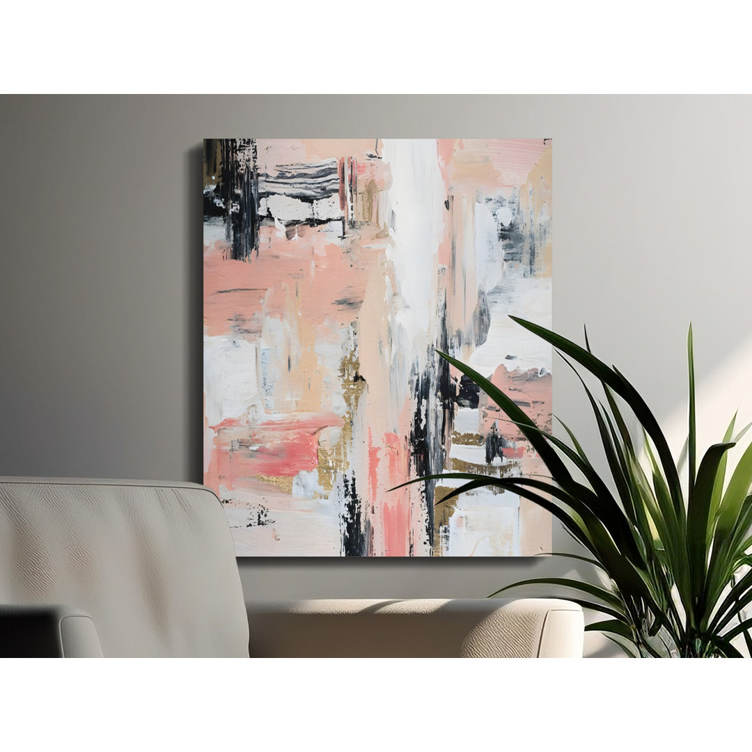 Blush Black Gold Abstract Canvas Print