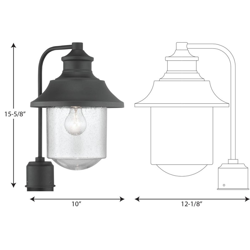Tête de lanterne à 1 lumière H 15,625 po Vorodan, Noir