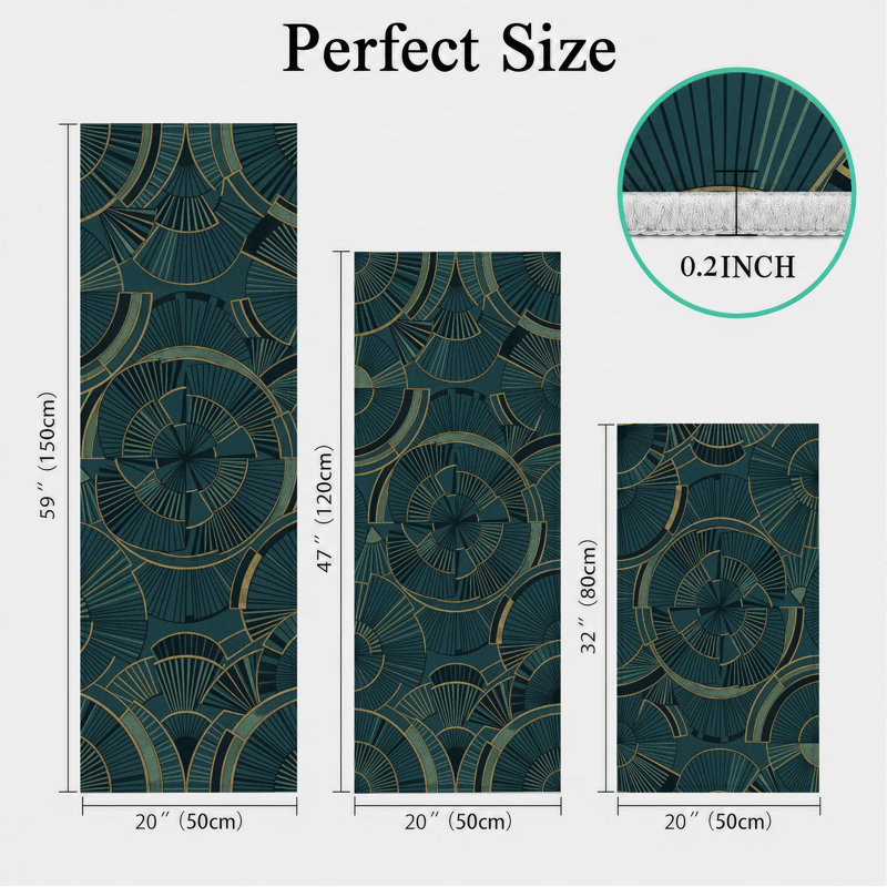 Tapis de cuisine lavables antidérapants bleu sarcelle