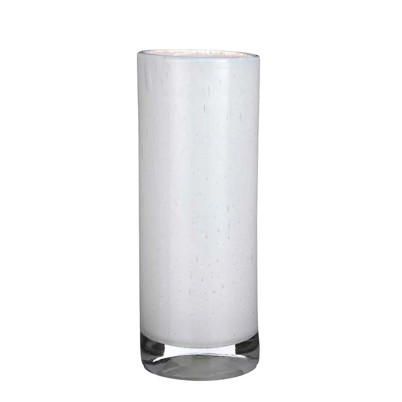 Ceclia Handmade Glass Table Vase, 31cm H x 11.5cm W x 11.5cm D, White