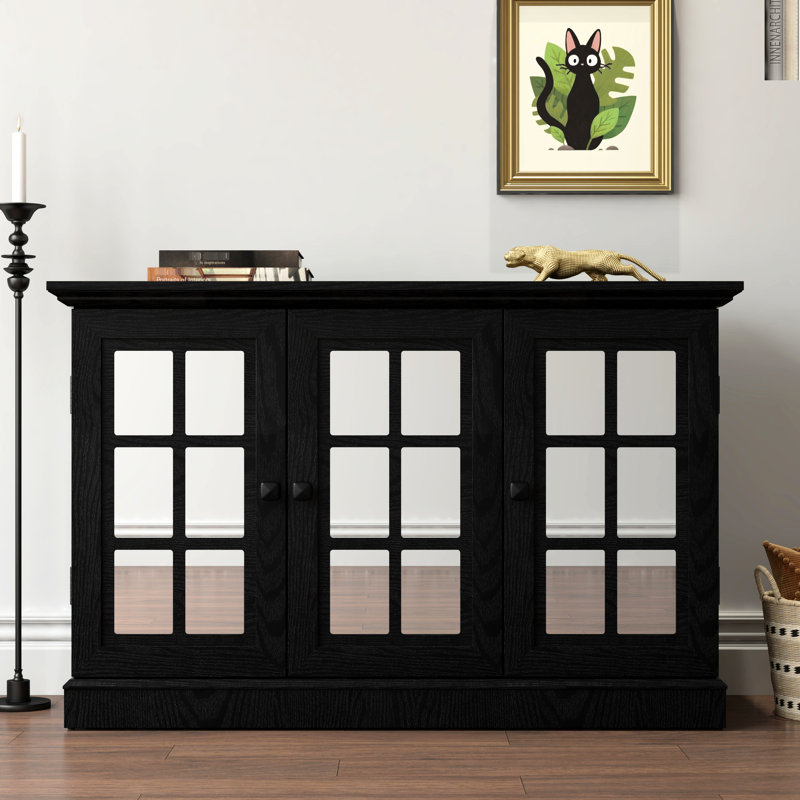 Storage Cabinet With Waterproof Laminates, 3 Mirrored Doors, And Flexible For Small - Sized Living Areas 45.32W X 15.5D 29.15H Unit Adjustable Shelves, Tipping Protection