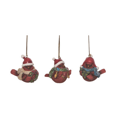  Ensemble de 3 décorations de Noël en résine Merry Cardinal