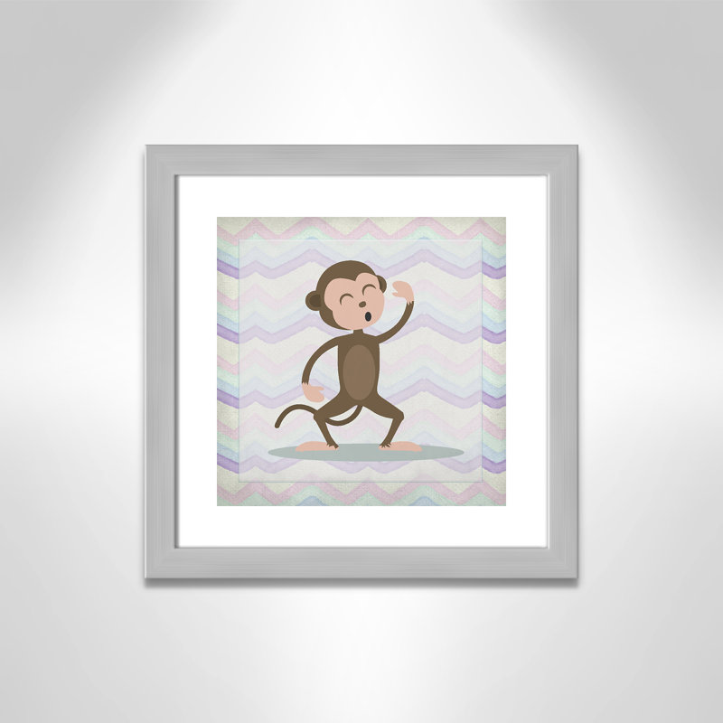 Adhésif décoratif «Pink Monkey Time», Encadré plat argent, H 16 po x l 16 po x P 0,6 po