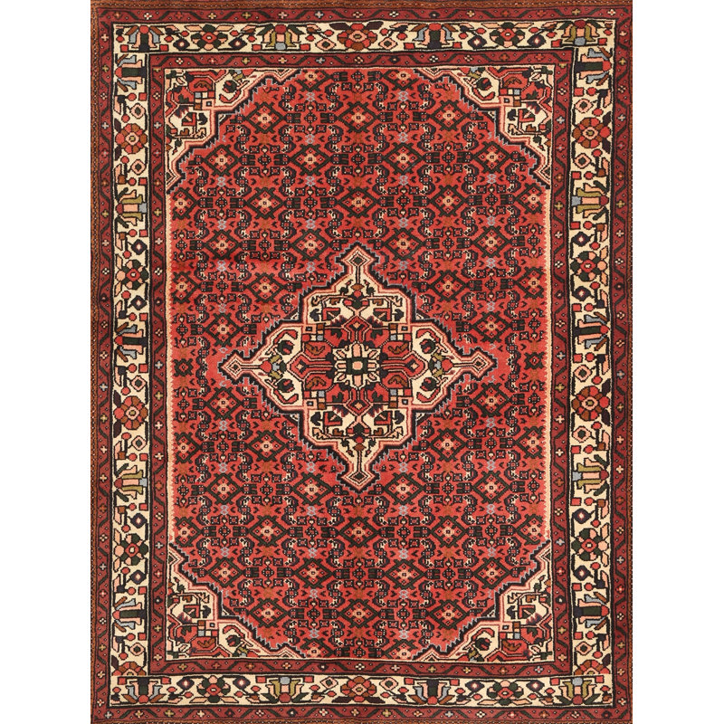 Tapis à motif oriental rouge / brun, Rectangle 5 pi x 7 pi